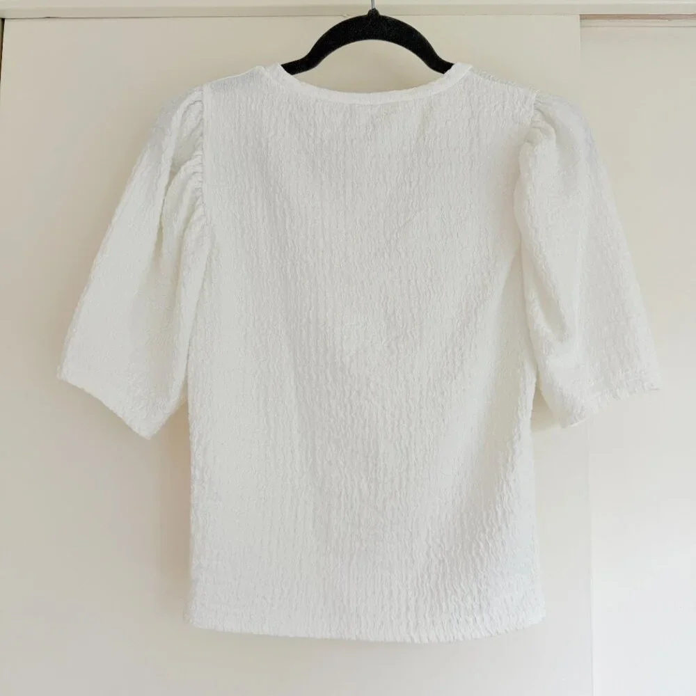 Zara White Textured Top